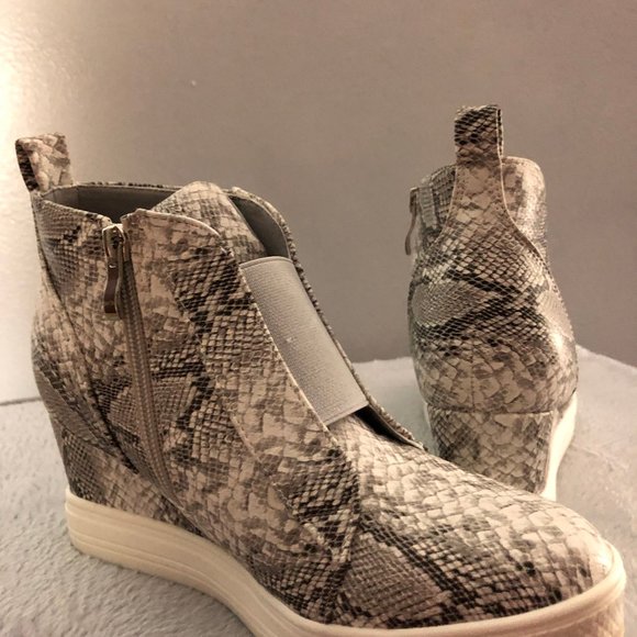 Ccocci Snakeskin Wedge Sneakers 7.5 Gray/White - Picture 4 of 10